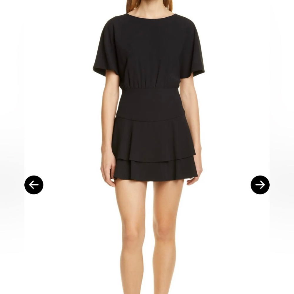 Alice + Olivia Black Short Tiered Paloma Skater Dress